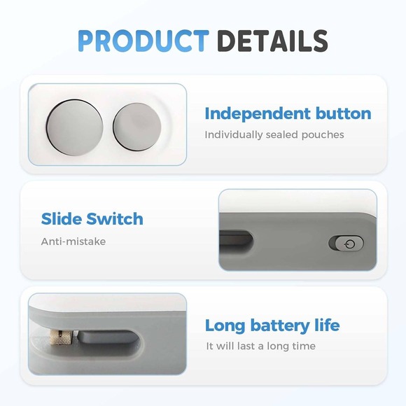 Portable Mini Bag Sealer Handheld Heat Sealer Rechargeable JX-105 White Gray - Picture 12 of 13